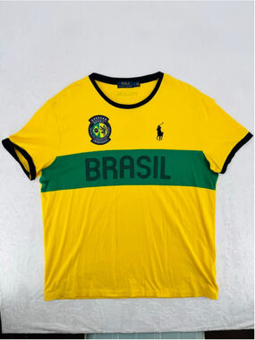 Polo Ralph Lauren Colorblock Soccer Tee BRASIL World Cup Football Blokecore L